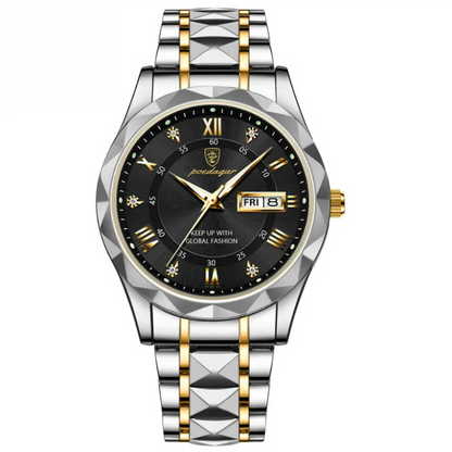 POEDAGAR Luminous Steel 40mm Watch - Water Resistant | Transferred steel 