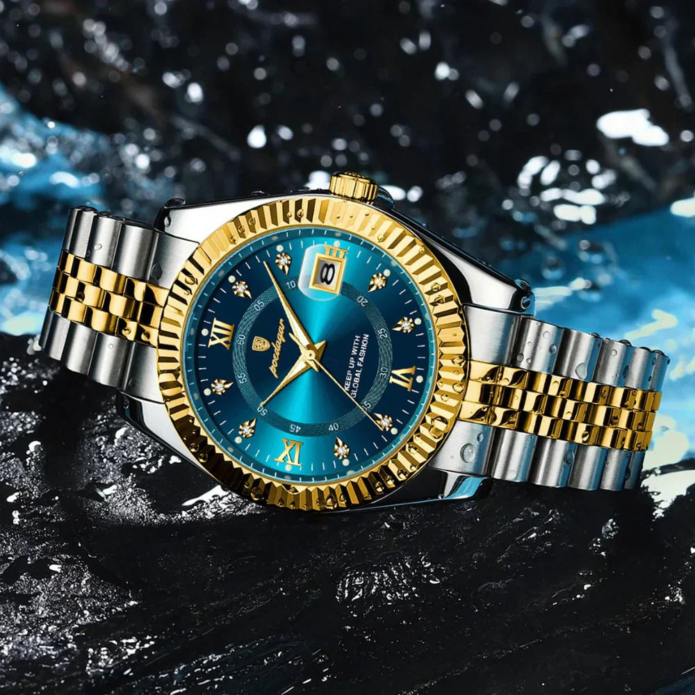 POEDAGAR GoldenStar - 40mm Watch | Water Resistant | stainless steel 