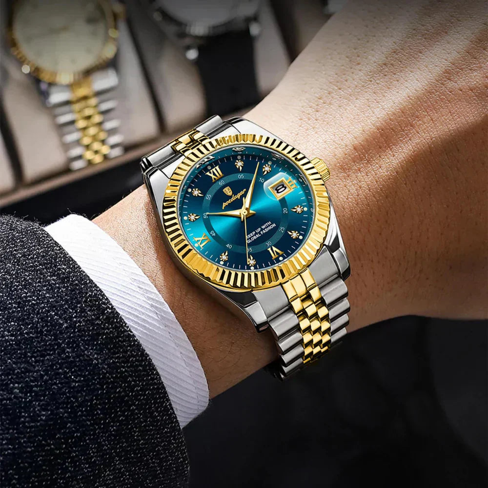 POEDAGAR GoldenStar - 40mm Watch | Water Resistant | stainless steel 