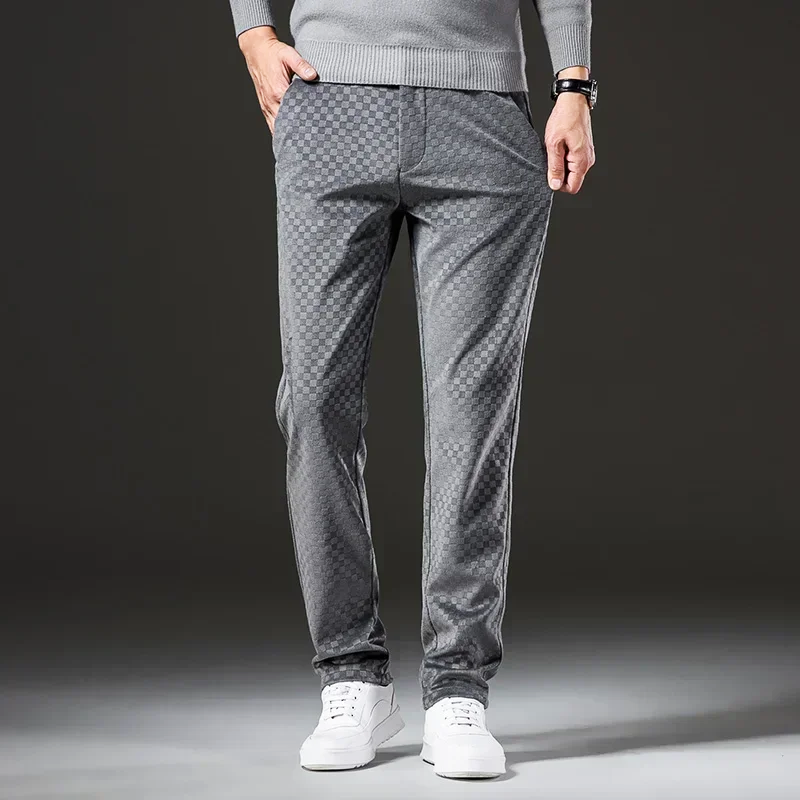 Corduroy Checkered Pants Brown